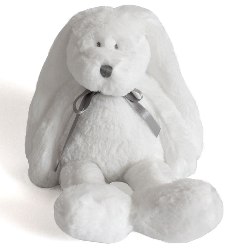  neela peluche lapin blanc noeud gris 